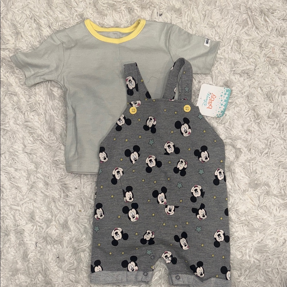 Disney Gray and Yellow Mickey Mouse Overalls